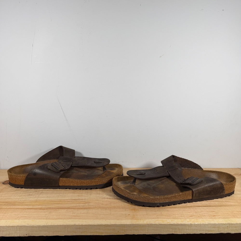 Birkenstock Sandals Mens 45 12 Brown Medina Leather Thong Cork Slide